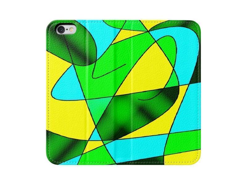 iPhone Wallets-ABSTRACT CURVES #2 iPhone Wallets-Greens &amp; Yellows &amp; Light Blues-from COLORADDICTED.COM-