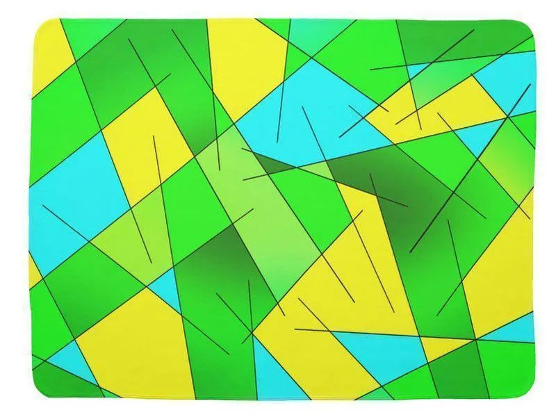 Baby Blankets-ABSTRACT LINES #1 Baby Blankets-Greens, Yellows &amp; Light Blues-from COLORADDICTED.COM-