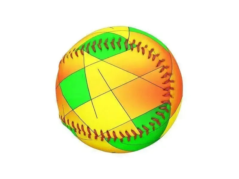 Baseballs-ABSTRACT LINES #1 Baseballs-Greens & Oranges & Yellows-from COLORADDICTED.COM-