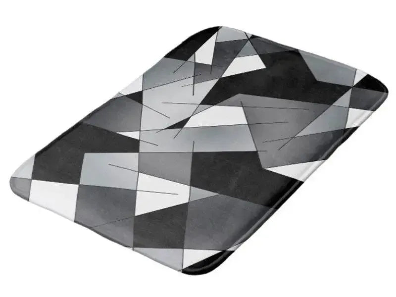 Bath Mats-ABSTRACT LINES #1 Bath Mats-Black, Grays & White-from COLORADDICTED.COM-