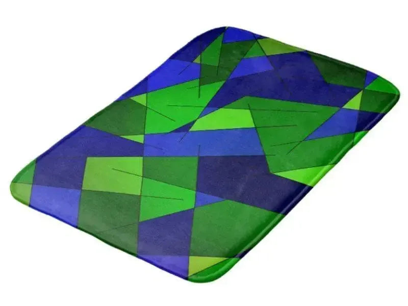 Bath Mats-ABSTRACT LINES #1 Bath Mats-Blues & Greens-from COLORADDICTED.COM-