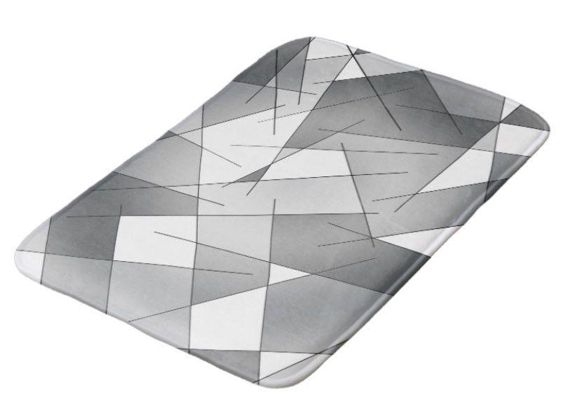 Bath Mats-ABSTRACT LINES #1 Bath Mats-Grays &amp; White-from COLORADDICTED.COM-
