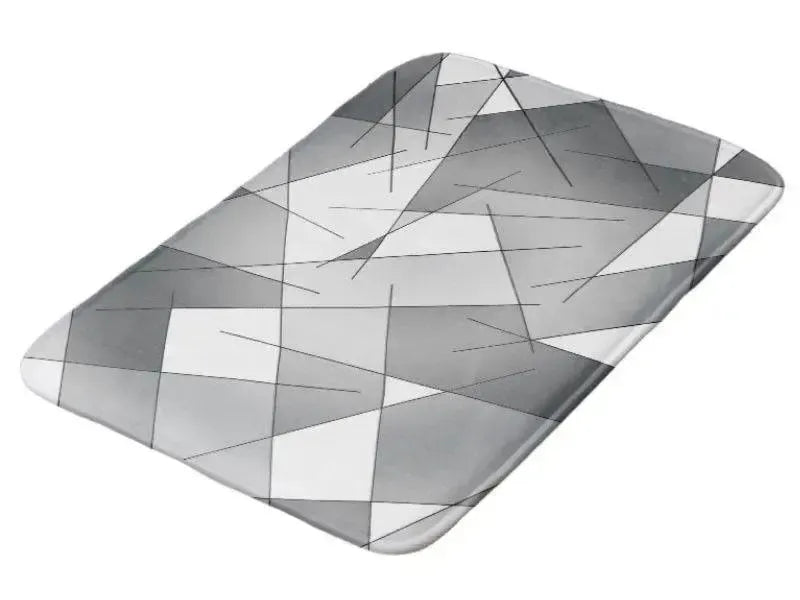 Bath Mats-ABSTRACT LINES #1 Bath Mats-Grays & White-from COLORADDICTED.COM-