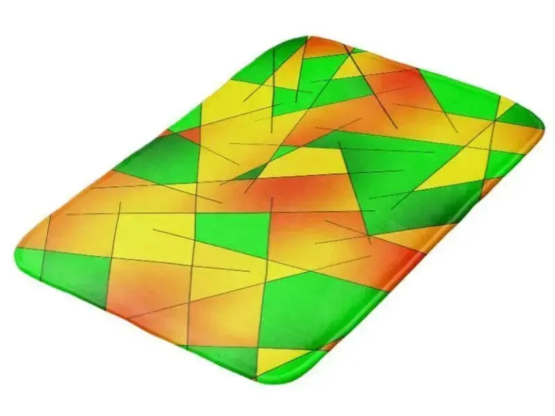Bath Mats-ABSTRACT LINES #1 Bath Mats-Greens, Oranges & Yellows-from COLORADDICTED.COM-