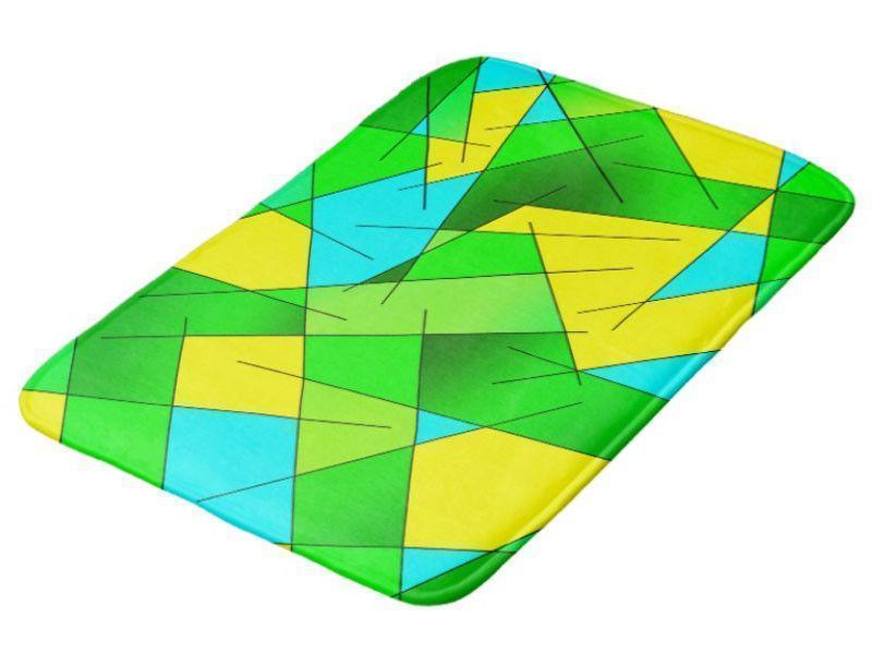 Bath Mats-ABSTRACT LINES #1 Bath Mats-Greens, Yellows &amp; Light Blues-from COLORADDICTED.COM-