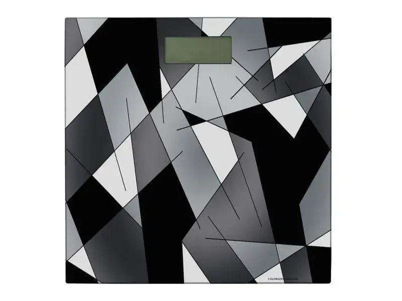 Bathroom Scales-ABSTRACT LINES #1 Bathroom Scales-Black, Grays & White-from COLORADDICTED.COM-
