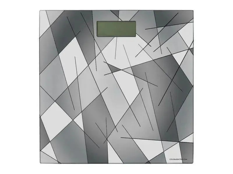 Bathroom Scales-ABSTRACT LINES #1 Bathroom Scales-Grays & White-from COLORADDICTED.COM-