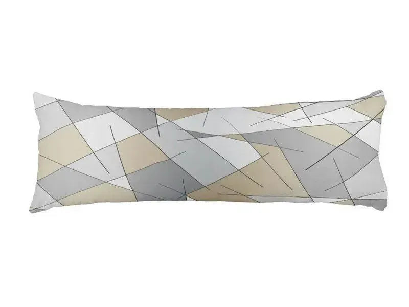 Body Pillows - Dakimakuras-ABSTRACT LINES #1 Body Pillows - Dakimakuras-Grays & Beiges-from COLORADDICTED.COM-
