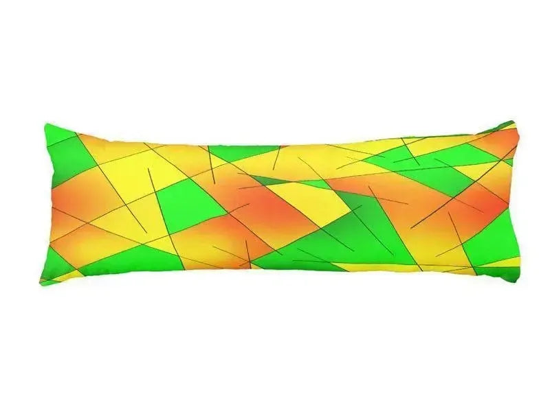Body Pillows - Dakimakuras-ABSTRACT LINES #1 Body Pillows - Dakimakuras-Greens & Oranges & Yellows-from COLORADDICTED.COM-
