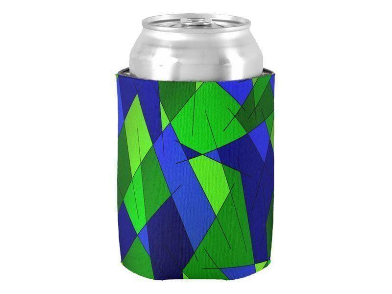 Can Cooler Sleeves – Can Koozies-ABSTRACT LINES #1 Bottle &amp; Can Cooler Sleeves – Bottle &amp; Can Koozies-Blues &amp; Greens-from COLORADDICTED.COM-
