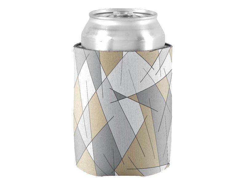 Can Cooler Sleeves – Can Koozies-ABSTRACT LINES #1 Bottle &amp; Can Cooler Sleeves – Bottle &amp; Can Koozies-Grays &amp; Beiges-from COLORADDICTED.COM-