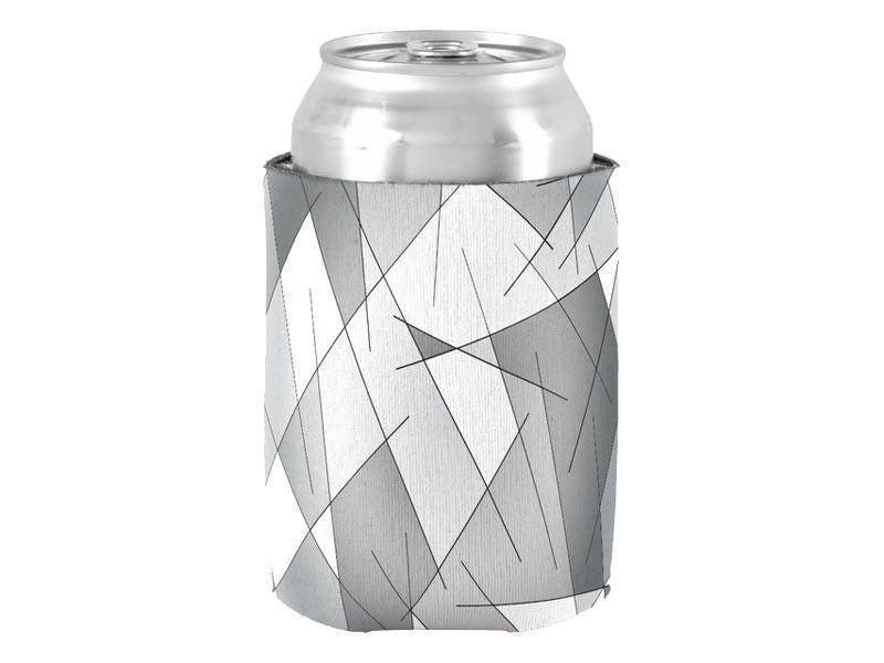Can Cooler Sleeves – Can Koozies-ABSTRACT LINES #1 Bottle &amp; Can Cooler Sleeves – Bottle &amp; Can Koozies-Grays &amp; White-from COLORADDICTED.COM-