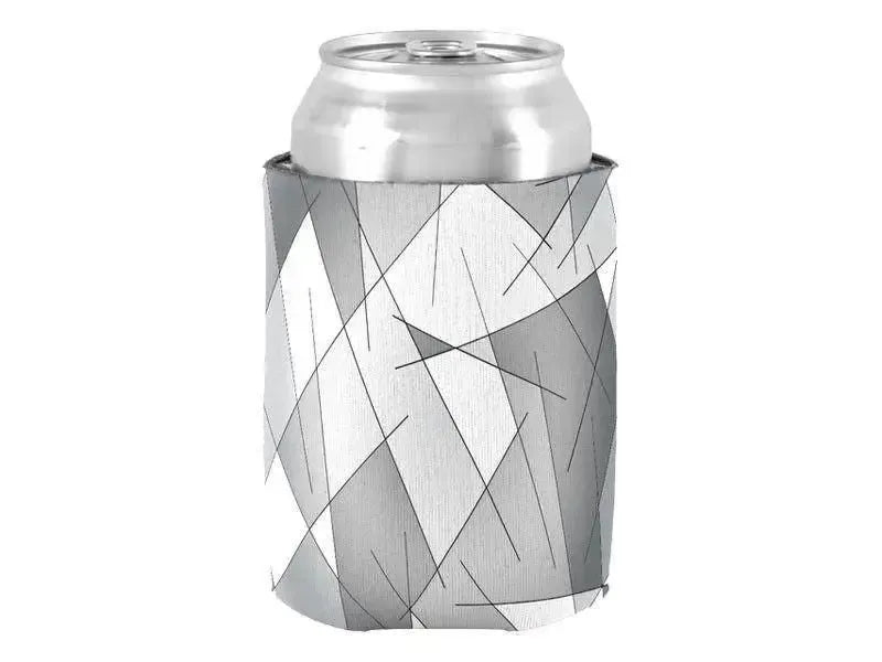 Can Cooler Sleeves – Can Koozies-ABSTRACT LINES #1 Bottle & Can Cooler Sleeves – Bottle & Can Koozies-Grays & White-from COLORADDICTED.COM-