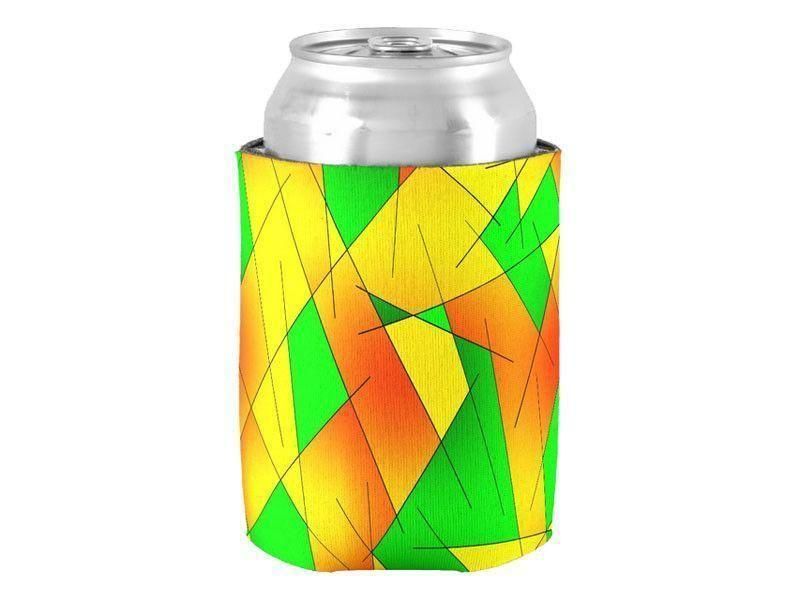 Can Cooler Sleeves – Can Koozies-ABSTRACT LINES #1 Bottle &amp; Can Cooler Sleeves – Bottle &amp; Can Koozies-Greens &amp; Oranges &amp; Yellows-from COLORADDICTED.COM-