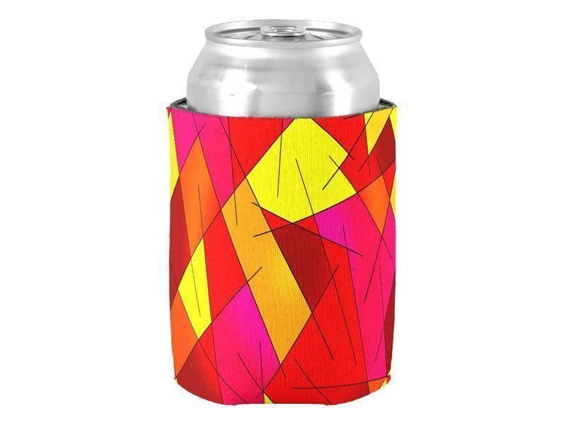 Can Cooler Sleeves – Can Koozies-ABSTRACT LINES #1 Bottle &amp; Can Cooler Sleeves – Bottle &amp; Can Koozies-Reds &amp; Oranges &amp; Yellows &amp; Fuchsias-from COLORADDICTED.COM-
