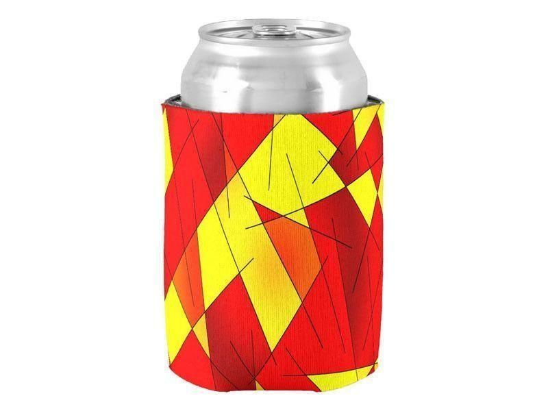 Can Cooler Sleeves – Can Koozies-ABSTRACT LINES #1 Bottle &amp; Can Cooler Sleeves – Bottle &amp; Can Koozies-Reds &amp; Oranges &amp; Yellows-from COLORADDICTED.COM-