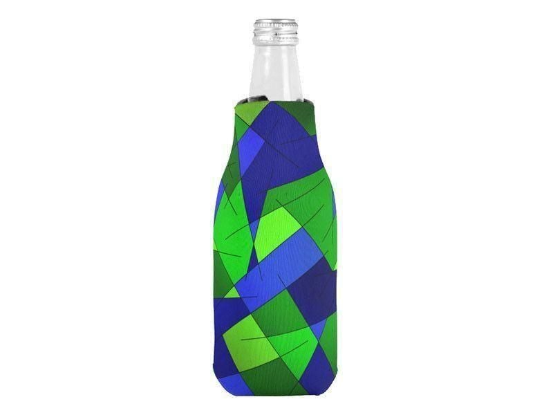 Bottle Cooler Sleeves – Bottle Koozies-ABSTRACT LINES #1 Bottle Cooler Sleeves – Bottle Koozies-Blues &amp; Greens-from COLORADDICTED.COM-