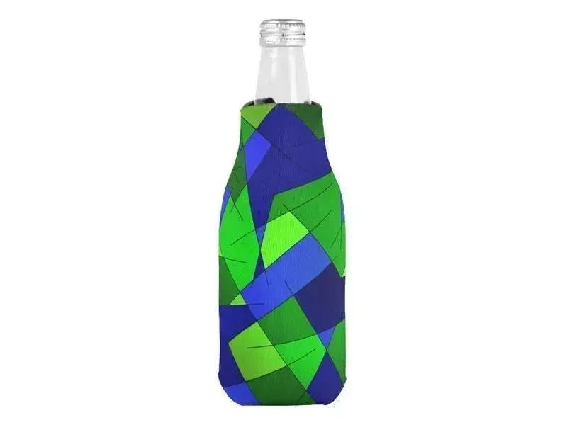 Bottle Cooler Sleeves – Bottle Koozies-ABSTRACT LINES #1 Bottle Cooler Sleeves – Bottle Koozies-Blues & Greens-from COLORADDICTED.COM-