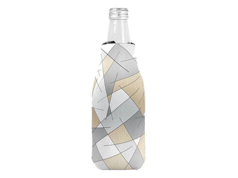 Bottle Cooler Sleeves – Bottle Koozies-ABSTRACT LINES #1 Bottle Cooler Sleeves – Bottle Koozies-Grays &amp; Beiges-from COLORADDICTED.COM-