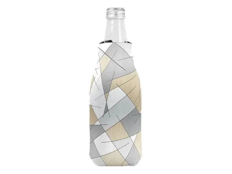 Bottle Cooler Sleeves – Bottle Koozies-ABSTRACT LINES #1 Bottle Cooler Sleeves – Bottle Koozies-Grays & Beiges-from COLORADDICTED.COM-