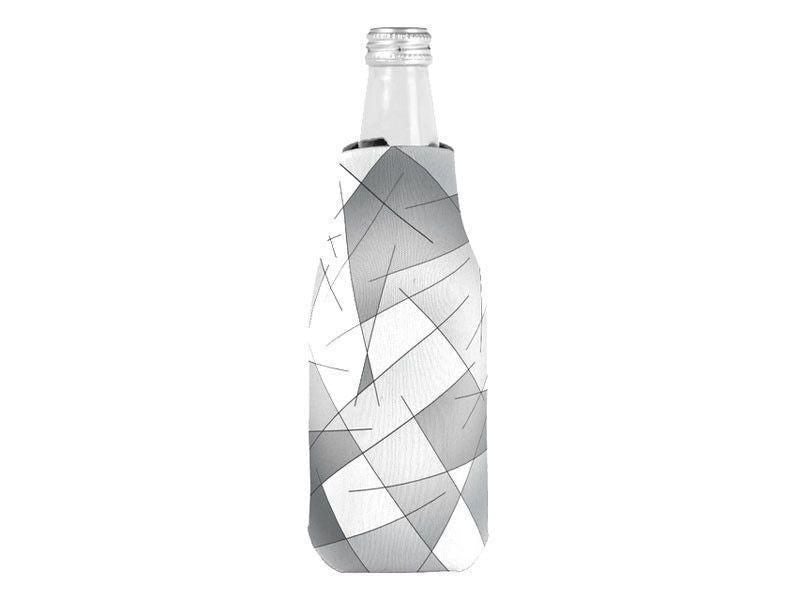Bottle Cooler Sleeves – Bottle Koozies-ABSTRACT LINES #1 Bottle Cooler Sleeves – Bottle Koozies-Grays &amp; White-from COLORADDICTED.COM-