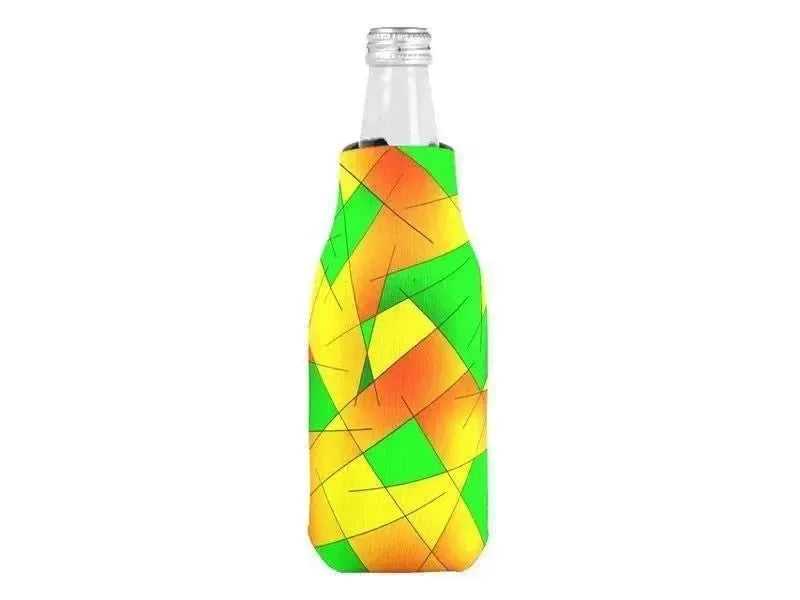 Bottle Cooler Sleeves – Bottle Koozies-ABSTRACT LINES #1 Bottle Cooler Sleeves – Bottle Koozies-Greens & Oranges & Yellows-from COLORADDICTED.COM-