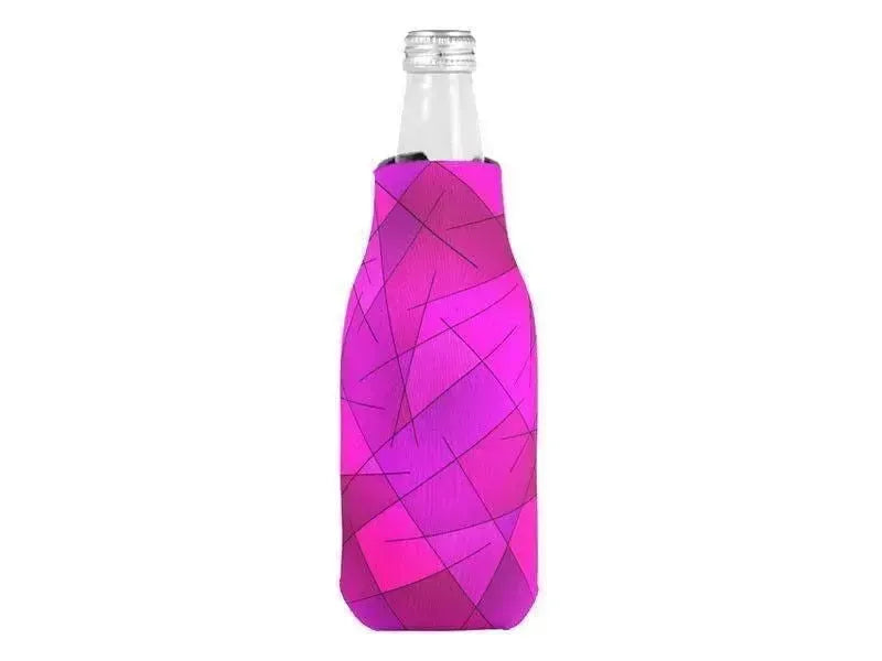 Bottle Cooler Sleeves – Bottle Koozies-ABSTRACT LINES #1 Bottle Cooler Sleeves – Bottle Koozies-Purples & Violets & Fuchsias & Magentas-from COLORADDICTED.COM-
