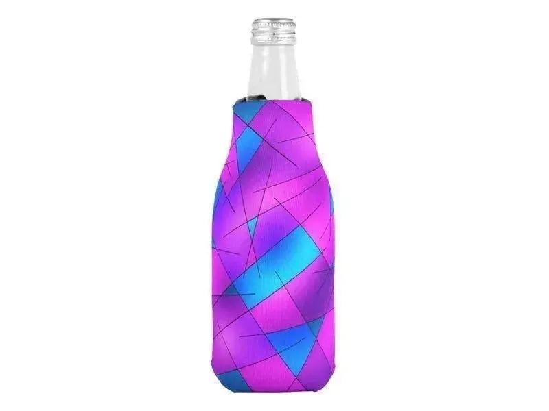 Bottle Cooler Sleeves – Bottle Koozies-ABSTRACT LINES #1 Bottle Cooler Sleeves – Bottle Koozies-Purples & Violets & Fuchsias & Turquoises-from COLORADDICTED.COM-