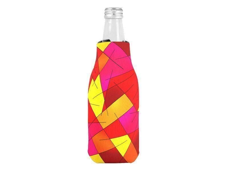 Bottle Cooler Sleeves – Bottle Koozies-ABSTRACT LINES #1 Bottle Cooler Sleeves – Bottle Koozies-Reds &amp; Oranges &amp; Yellows &amp; Fuchsias-from COLORADDICTED.COM-