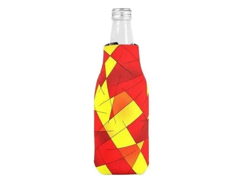 Bottle Cooler Sleeves – Bottle Koozies-ABSTRACT LINES #1 Bottle Cooler Sleeves – Bottle Koozies-Reds & Oranges & Yellows-from COLORADDICTED.COM-