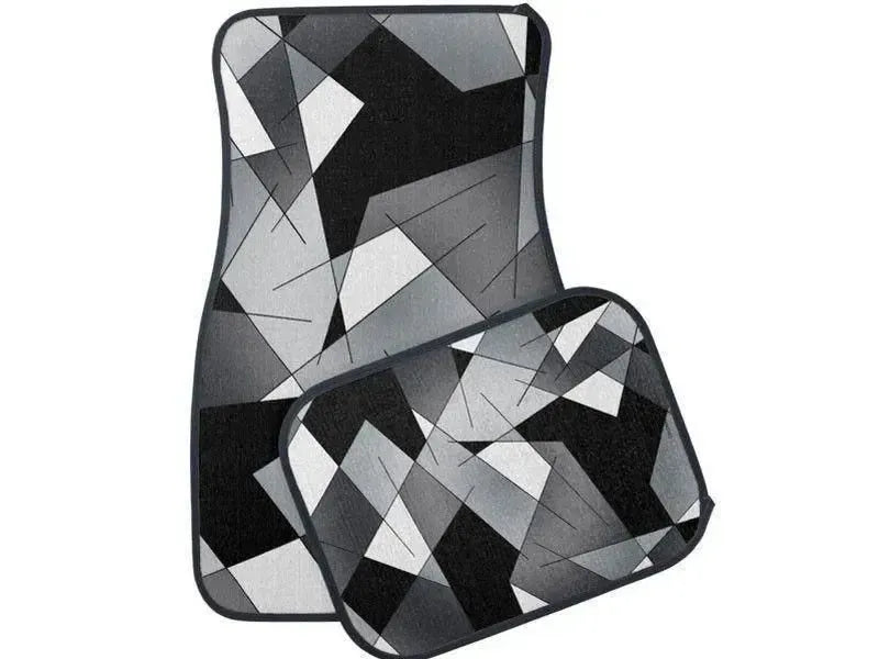 Car Mats-ABSTRACT LINES #1 Car Mats Sets-Black & Grays & White-from COLORADDICTED.COM-