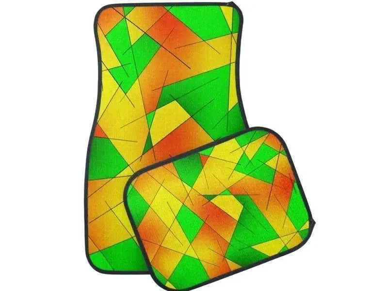 Car Mats-ABSTRACT LINES #1 Car Mats Sets-Greens & Oranges & Yellows-from COLORADDICTED.COM-