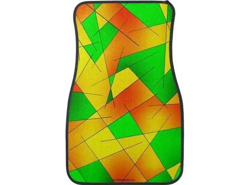 Car Mats-ABSTRACT LINES #1 Car Mats Sets-Greens & Oranges & Yellows-from COLORADDICTED.COM-