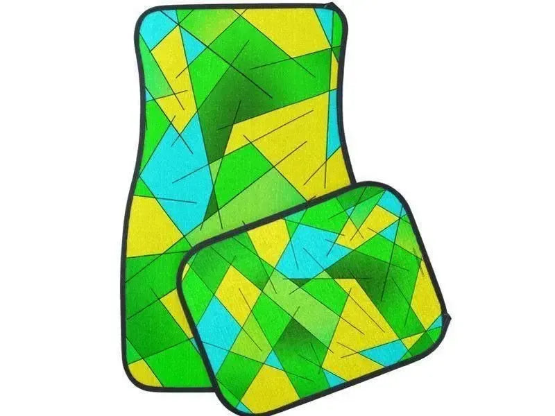 Car Mats-ABSTRACT LINES #1 Car Mats Sets-Greens & Yellows & Light Blues-from COLORADDICTED.COM-