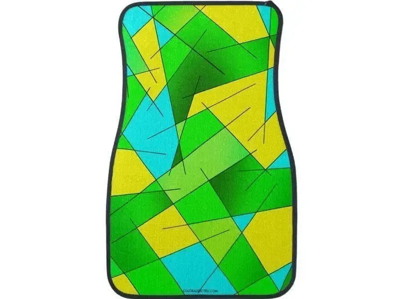 Car Mats-ABSTRACT LINES #1 Car Mats Sets-Greens & Yellows & Light Blues-from COLORADDICTED.COM-