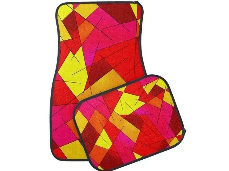 Car Mats-ABSTRACT LINES #1 Car Mats Sets-Reds & Oranges & Yellows & Fuchsias-from COLORADDICTED.COM-