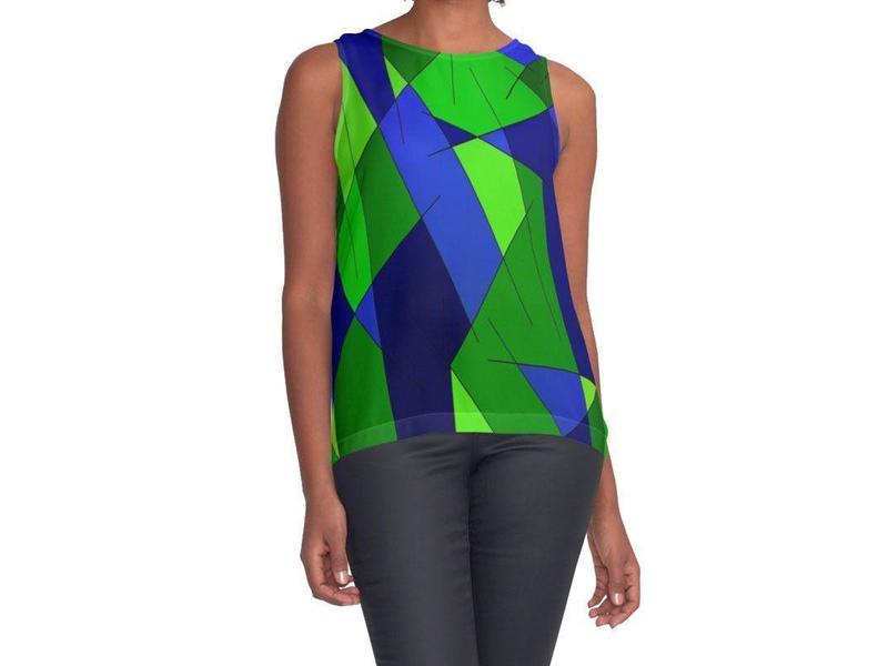 Contrast Tanks-ABSTRACT LINES #1 Contrast Tanks-Blues &amp; Greens-from COLORADDICTED.COM-