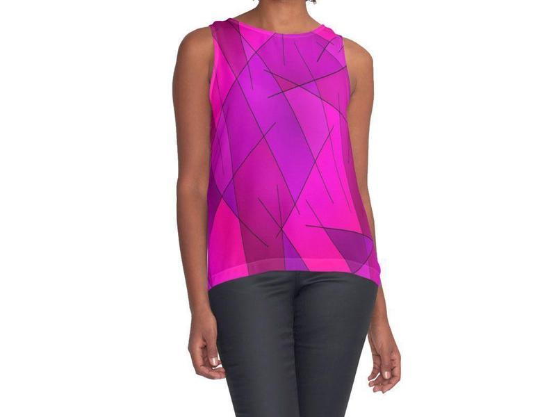 Contrast Tanks-ABSTRACT LINES #1 Contrast Tanks-Purples &amp; Violets &amp; Fuchsias &amp; Magentas-from COLORADDICTED.COM-