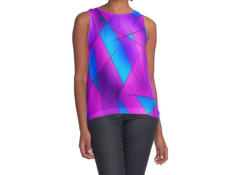 Contrast Tanks-ABSTRACT LINES #1 Contrast Tanks-Purples &amp; Violets &amp; Fuchsias &amp; Turquoises-from COLORADDICTED.COM-