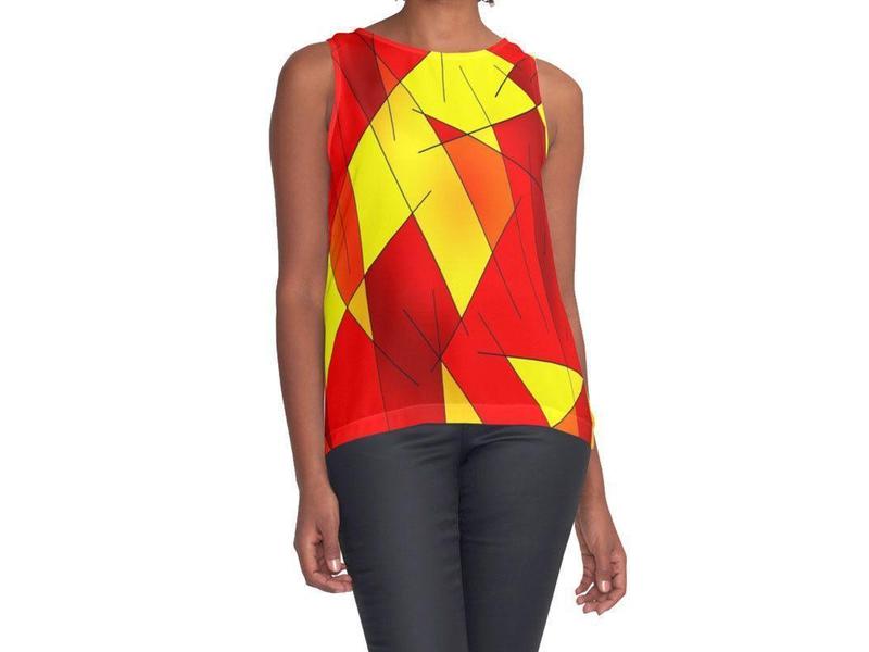 Contrast Tanks-ABSTRACT LINES #1 Contrast Tanks-Reds &amp; Oranges &amp; Yellows-from COLORADDICTED.COM-
