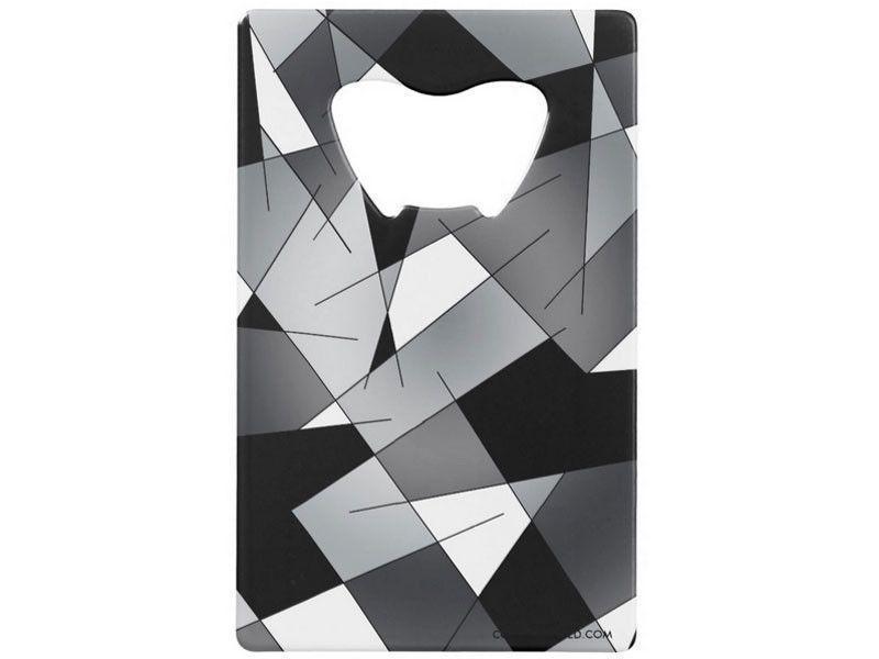 Credit Card Bottle Openers-ABSTRACT LINES #1 Credit Card Bottle Openers-Black, Grays &amp; White-from COLORADDICTED.COM-