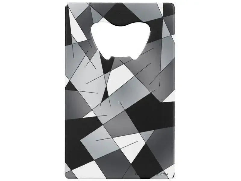 Credit Card Bottle Openers-ABSTRACT LINES #1 Credit Card Bottle Openers-Black, Grays & White-from COLORADDICTED.COM-