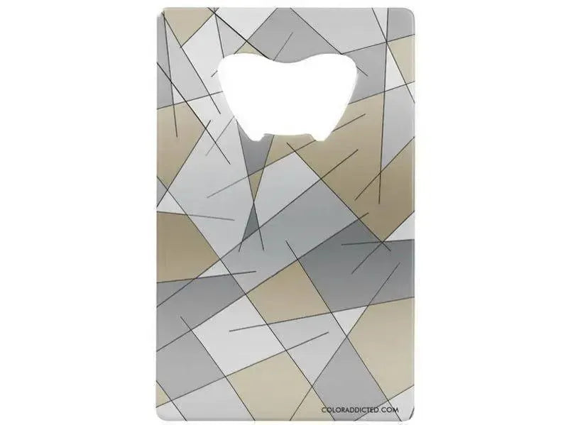 Credit Card Bottle Openers-ABSTRACT LINES #1 Credit Card Bottle Openers-Grays & Beiges-from COLORADDICTED.COM-