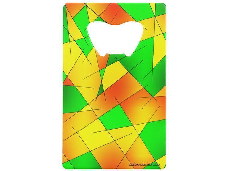 Credit Card Bottle Openers-ABSTRACT LINES #1 Credit Card Bottle Openers-Greens, Oranges &amp; Yellows-from COLORADDICTED.COM-