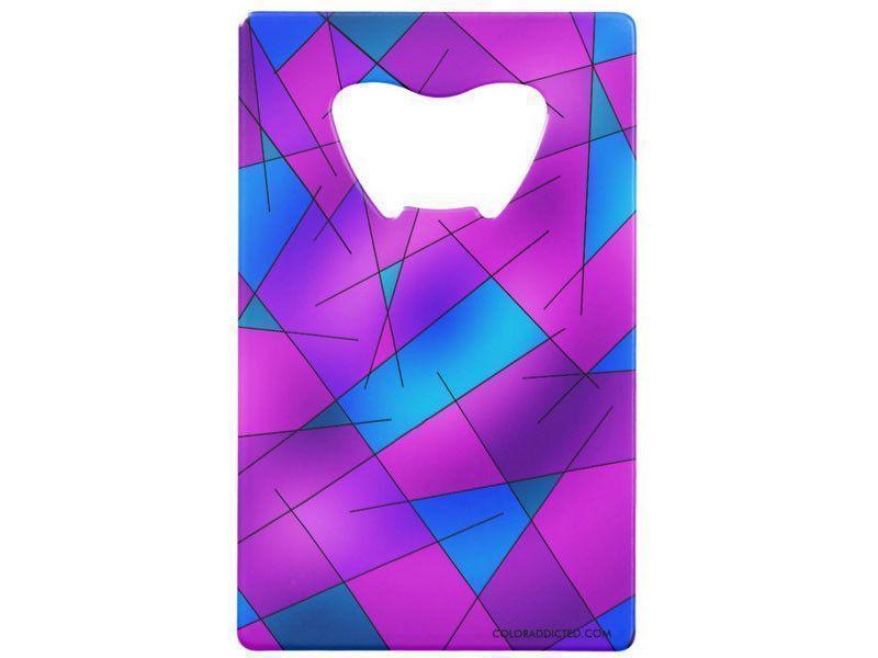 Credit Card Bottle Openers-ABSTRACT LINES #1 Credit Card Bottle Openers-Purples, Violets, Fuchsias &amp; Turquoises-from COLORADDICTED.COM-