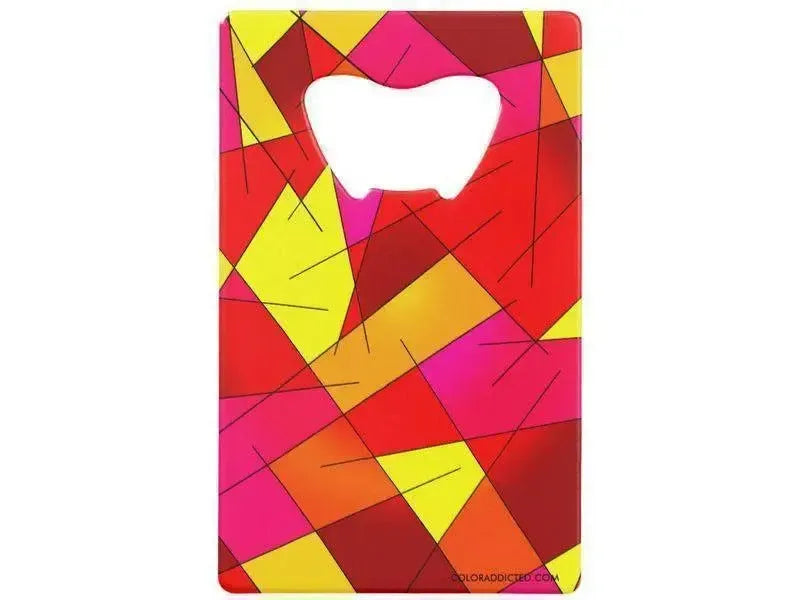 Credit Card Bottle Openers-ABSTRACT LINES #1 Credit Card Bottle Openers-Reds, Oranges, Yellows & Fuchsias-from COLORADDICTED.COM-