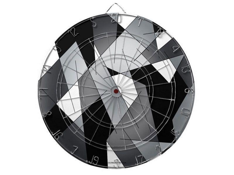 Dartboards-ABSTRACT LINES #1 Dartboards (includes 6 Darts)-Black &amp; Grays &amp; White-from COLORADDICTED.COM-