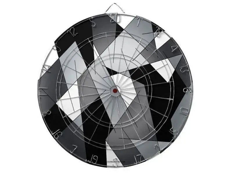 Dartboards-ABSTRACT LINES #1 Dartboards (includes 6 Darts)-Black & Grays & White-from COLORADDICTED.COM-