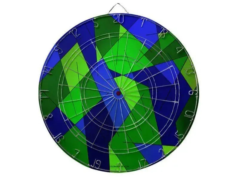Dartboards-ABSTRACT LINES #1 Dartboards (includes 6 Darts)-Blues & Greens-from COLORADDICTED.COM-