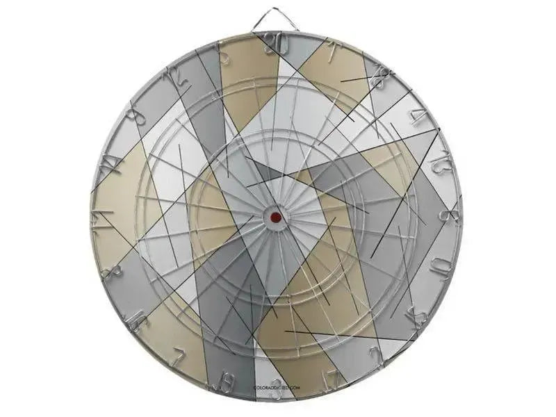 Dartboards-ABSTRACT LINES #1 Dartboards (includes 6 Darts)-Grays & Beiges-from COLORADDICTED.COM-